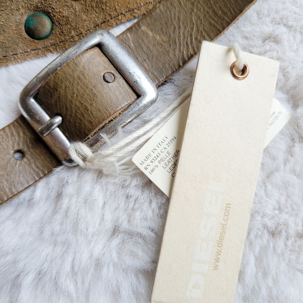 Vintage Diesel Deadstock Medieval Wide Studded Pearl Leather Garter Corset Belt - Picture 3 of 9
